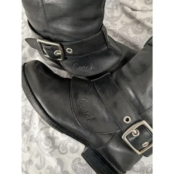 Coach Jordan tall black leather moto riding boots size 6 - Picture 13 of 15
